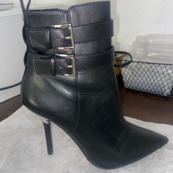Michael Kors Black Heeled Boots with Buckle Detail - Picture 1 of 5